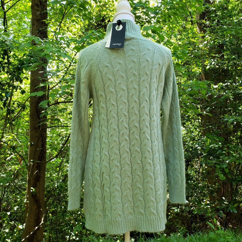 OTTOD'AME Turtleneck Long Sweater in Light Green Size Small US 6 NWT - Picture 9 of 11